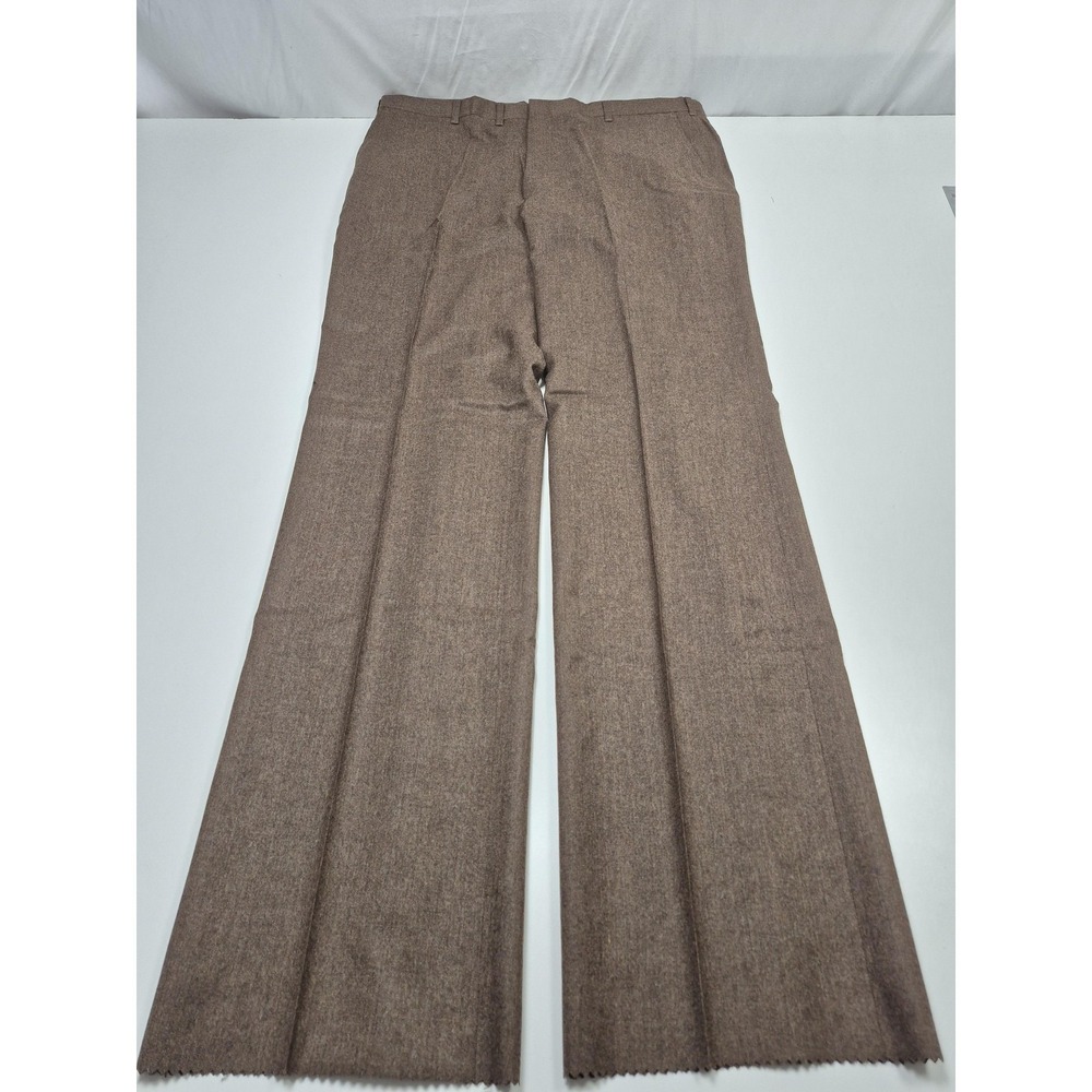 VTG Jaymar Dress Pants Mens 40x36 Brown Wool Flat Front Classic Fit Unhemmed